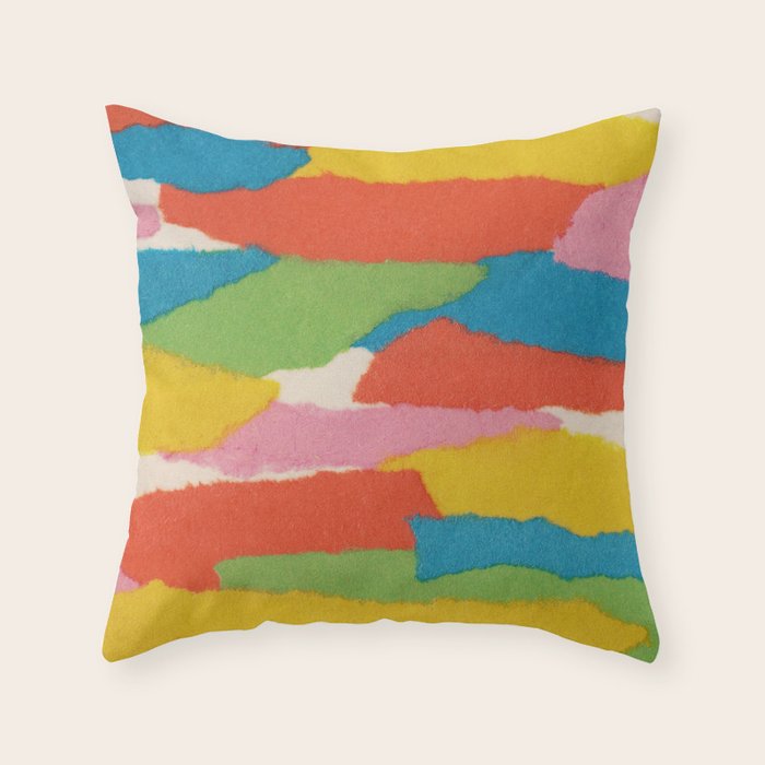 Colorful Paper Collage #2 Throw Pillow Gallery Image 1