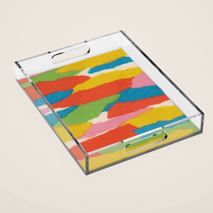 Colorful Paper Collage #2 Acrylic Tray Gallery Image 1