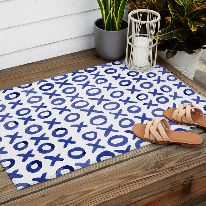 Xoxo valentine's day - blue Outdoor Rug Gallery Image 2