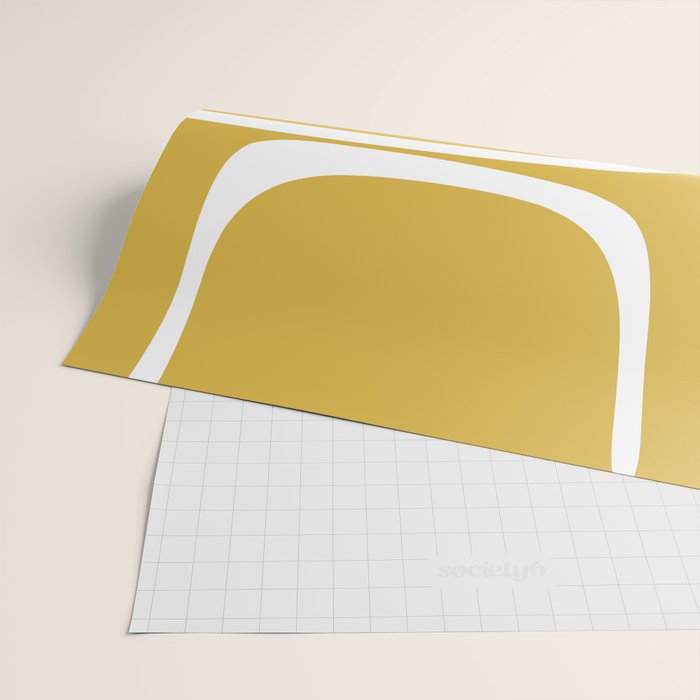 Midcentury Modern Loops Pattern in White and Light Mustard Wrapping Paper Gallery Image 2