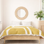 Midcentury Modern Loops Pattern in White and Light Mustard Duvet Cover Gallery Image 3