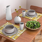 Midcentury Modern Loops Pattern in White and Light Mustard Placemat Gallery Image 2