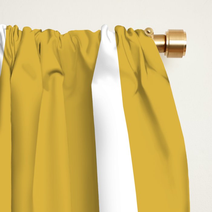 Midcentury Modern Loops Pattern in White and Light Mustard Window Curtain Gallery Image 2