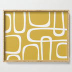 Midcentury Modern Loops Pattern in White and Light Mustard Serving Tray Gallery Image 1