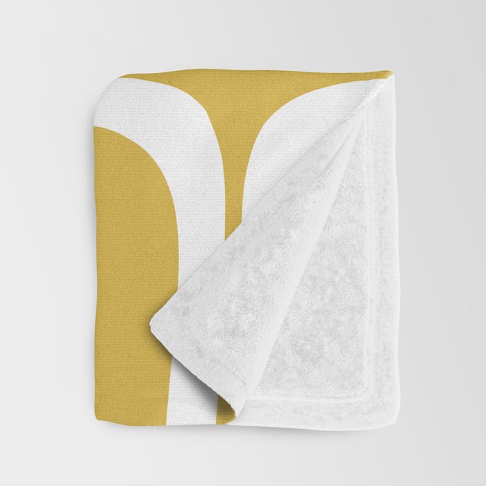 Midcentury Modern Loops Pattern in White and Light Mustard Throw Blanket Gallery Image 3