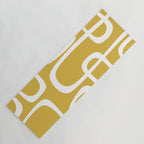 Midcentury Modern Loops Pattern in White and Light Mustard Yoga Mat Gallery Image 1