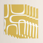 Midcentury Modern Loops Pattern in White and Light Mustard Wrapping Paper Gallery Image 3