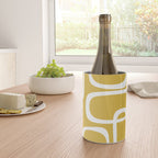 Midcentury Modern Loops Pattern in White and Light Mustard Wine Chiller Gallery Image 4