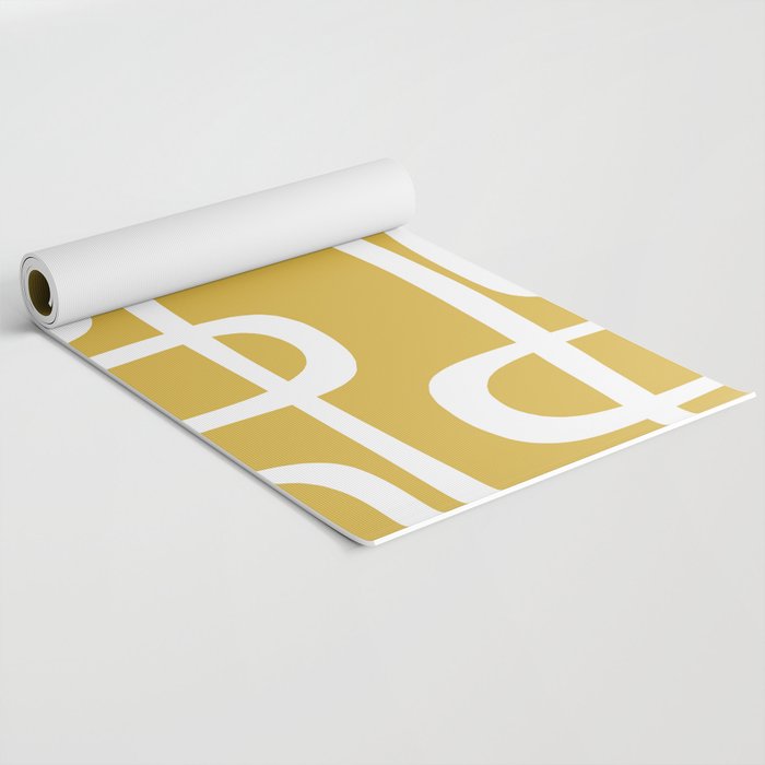 Midcentury Modern Loops Pattern in White and Light Mustard Yoga Mat Gallery Image 2