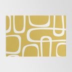 Midcentury Modern Loops Pattern in White and Light Mustard Rug Gallery Image 2