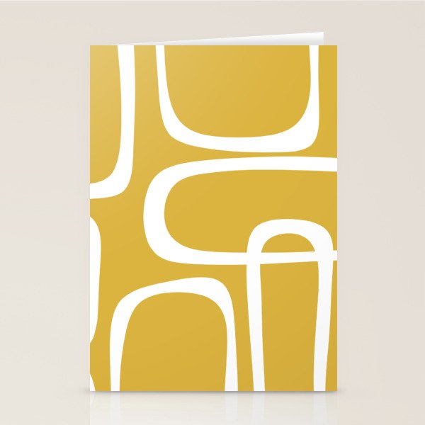 Midcentury Modern Loops Pattern in White and Light Mustard Stationery Card Gallery Image 2