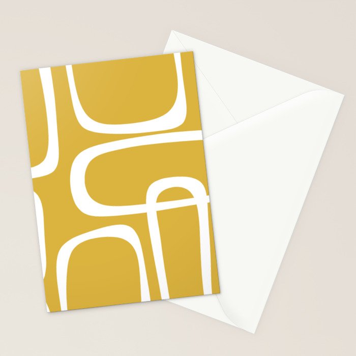 Midcentury Modern Loops Pattern in White and Light Mustard Stationery Card Gallery Image 2