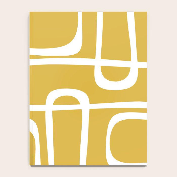 Midcentury Modern Loops Pattern in White and Light Mustard Notebook Gallery Image 4