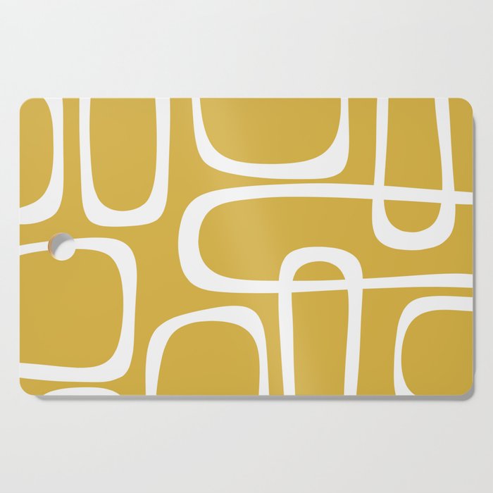 Midcentury Modern Loops Pattern in White and Light Mustard Cutting Board Gallery Image 1
