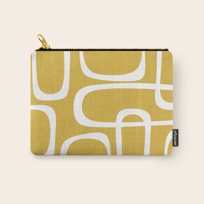 Midcentury Modern Loops Pattern in White and Light Mustard Carry All Pouch Gallery Image 1