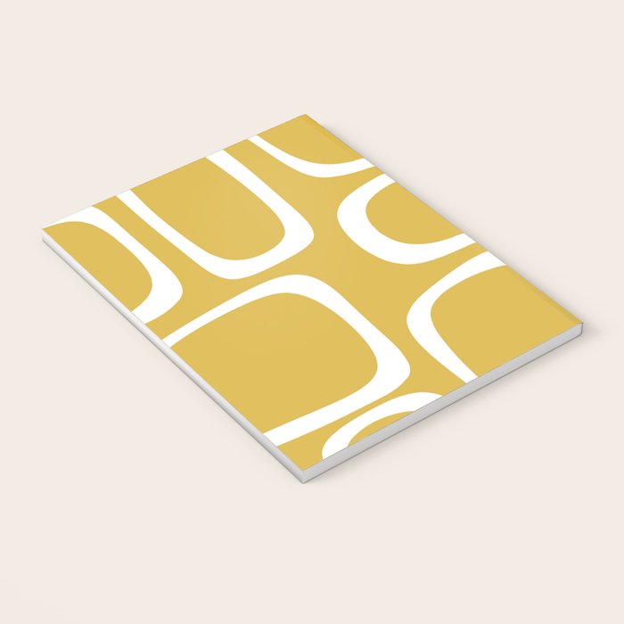 Midcentury Modern Loops Pattern in White and Light Mustard Notebook Gallery Image 3