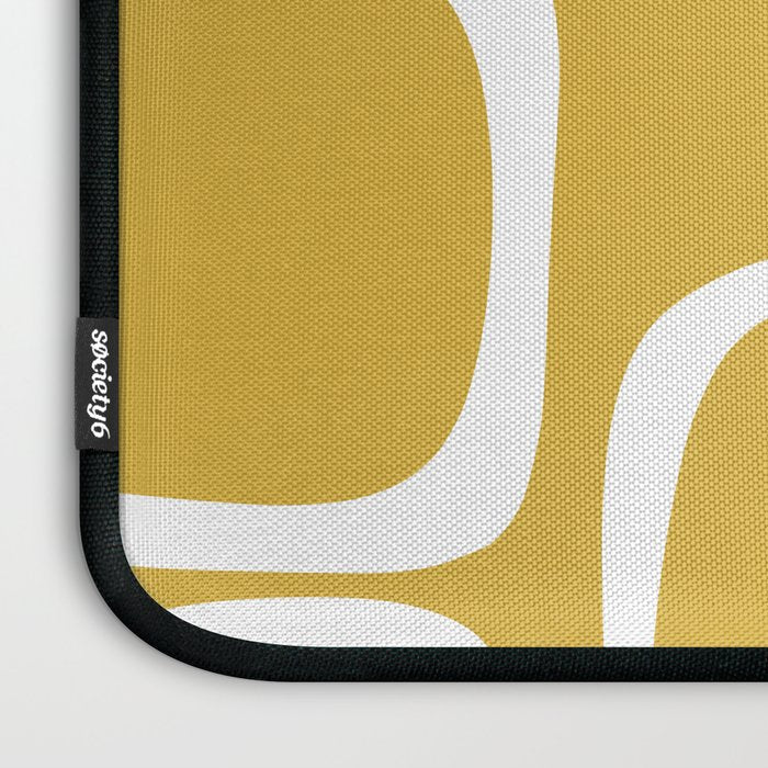 Midcentury Modern Loops Pattern in White and Light Mustard Laptop Sleeve Gallery Image 3