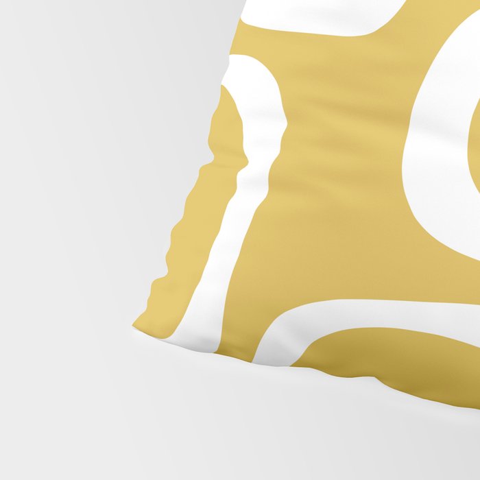 Midcentury Modern Loops Pattern in White and Light Mustard Pillow Sham Gallery Image 4