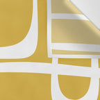 Midcentury Modern Loops Pattern in White and Light Mustard Wall Tapestry Gallery Image 3