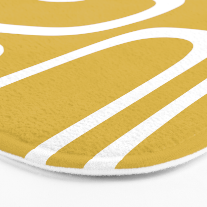 Midcentury Modern Loops Pattern in White and Light Mustard Bath Mat Gallery Image 3