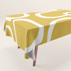 Midcentury Modern Loops Pattern in White and Light Mustard Tablecloth Gallery Image 1