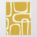 Midcentury Modern Loops Pattern in White and Light Mustard Poster Gallery Image 4
