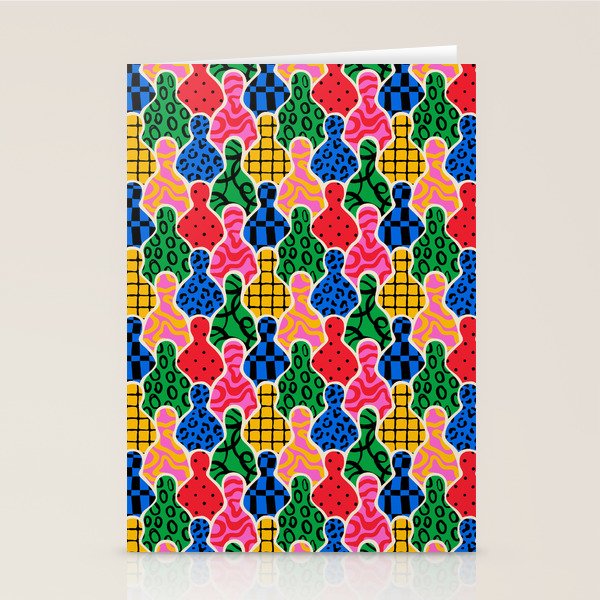 Colorful diverse people crowd art pattern Stationery Card Gallery Image 2