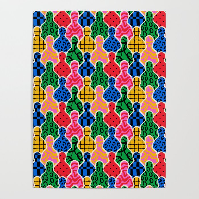 Colorful diverse people crowd art pattern Poster Gallery Image 4