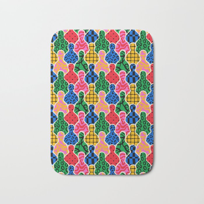 Colorful diverse people crowd art pattern Bath Mat Gallery Image 1
