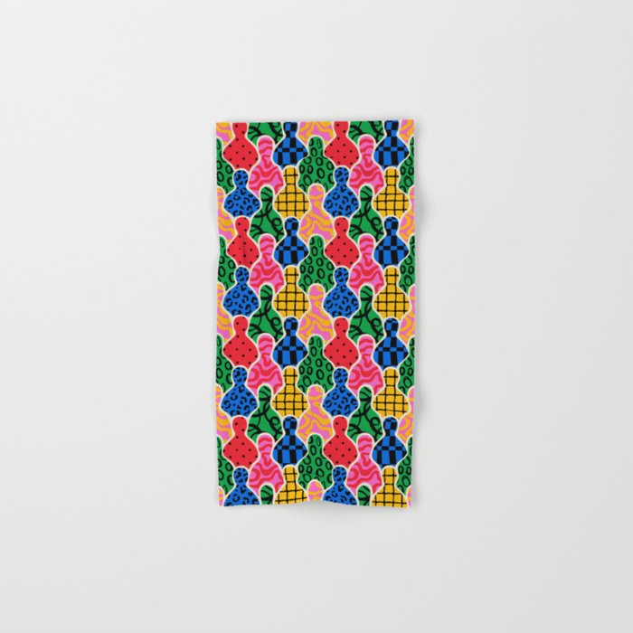 Colorful diverse people crowd art pattern Bath Towel Gallery Image 1