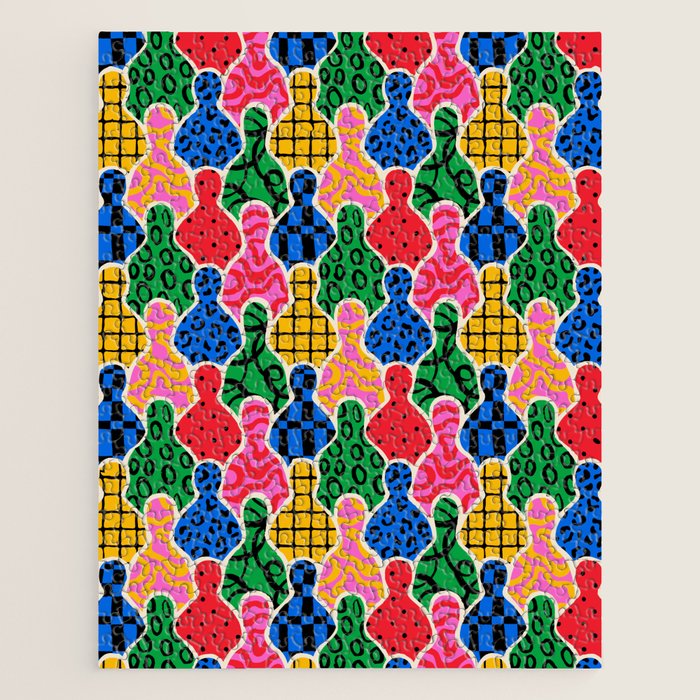 Colorful diverse people crowd art pattern Jigsaw Puzzle Gallery Image 1