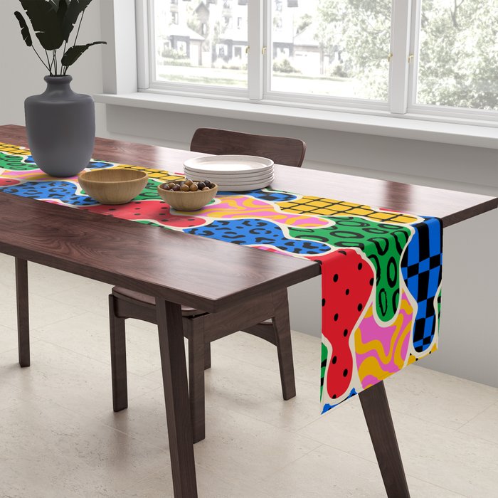 Colorful diverse people crowd art pattern Table Runner Gallery Image 2