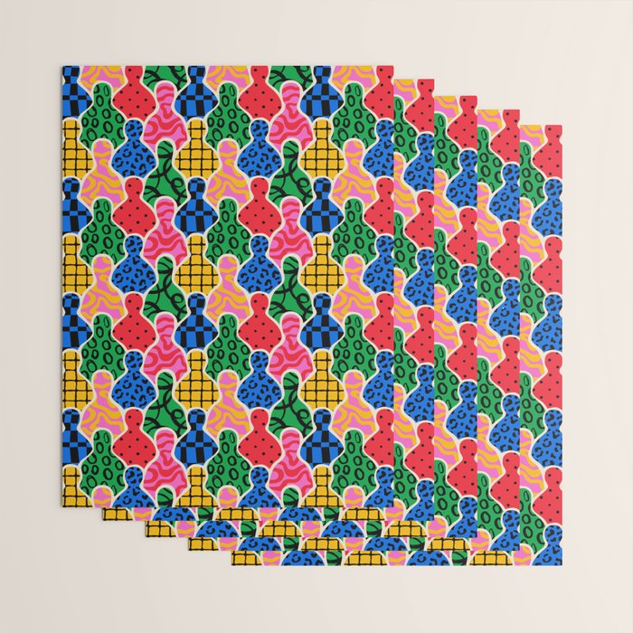 Colorful diverse people crowd art pattern Wrapping Paper Gallery Image 3