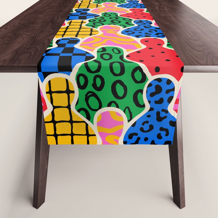 Colorful diverse people crowd art pattern Table Runner Gallery Image 1