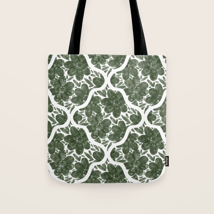 Green Petals Oasis Motif Tote Bag Gallery Image 1