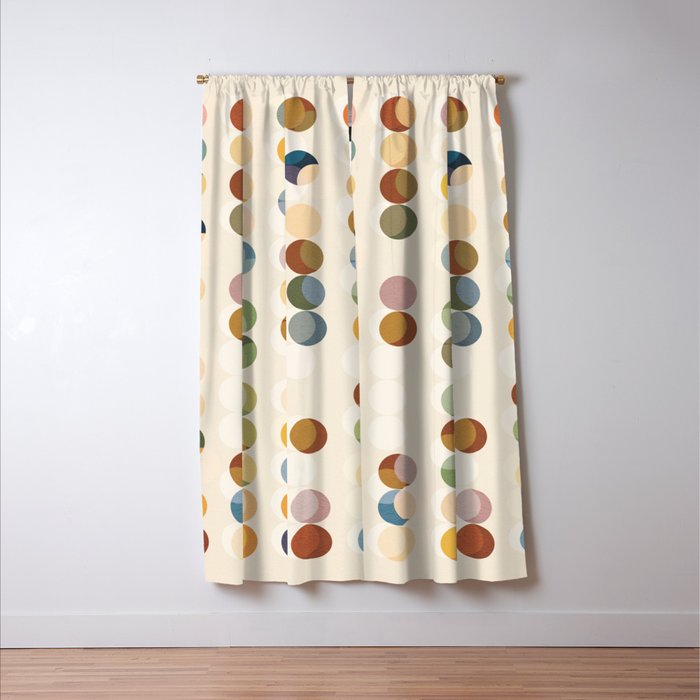 Abstract Bauhaus Dot Pattern Sophisticated Autumn Window Curtain Gallery Image 3