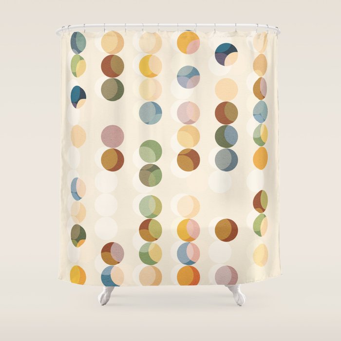 Abstract Bauhaus Dot Pattern Sophisticated Autumn Shower Curtain Gallery Image 1