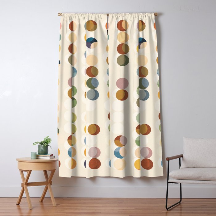 Abstract Bauhaus Dot Pattern Sophisticated Autumn Window Curtain Gallery Image 5