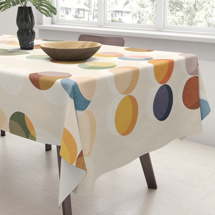 Abstract Bauhaus Dot Pattern Sophisticated Autumn Tablecloth Gallery Image 3