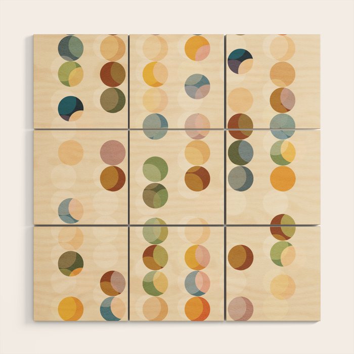 Abstract Bauhaus Dot Pattern Sophisticated Autumn Wood Wall Art Gallery Image 1