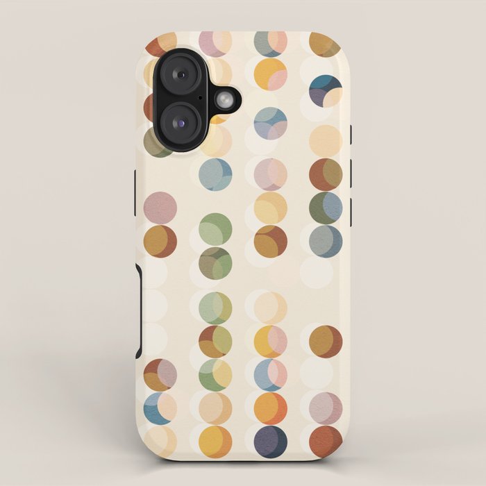 Abstract Bauhaus Dot Pattern Sophisticated Autumn iPhone Case Gallery Image 1