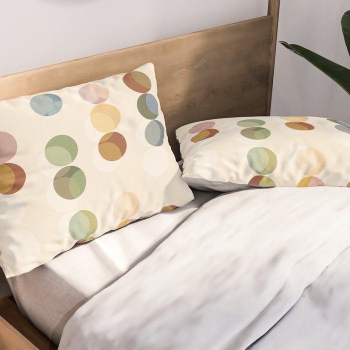 Abstract Bauhaus Dot Pattern Sophisticated Autumn Pillow Sham Gallery Image 2