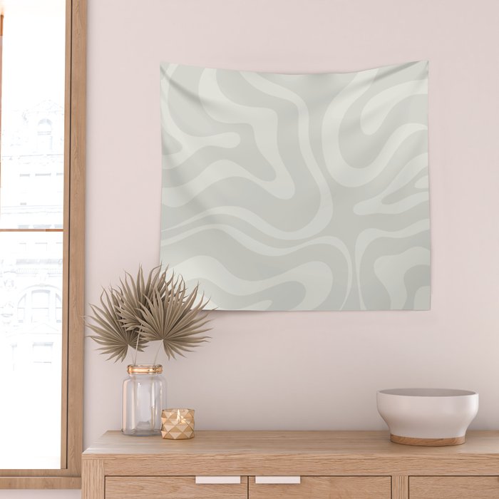 Modern Liquid Swirl Abstract in Bone Wall Tapestry Gallery Image 2