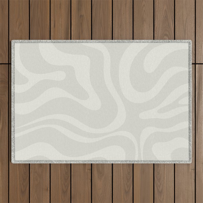 Modern Liquid Swirl Abstract in Bone Outdoor Rug Gallery Image 1