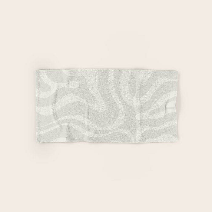 Modern Liquid Swirl Abstract in Bone Bath Towel Gallery Image 1