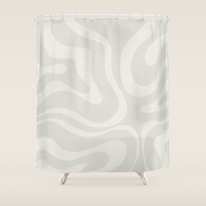 Modern Liquid Swirl Abstract in Bone Shower Curtain Gallery Image 1