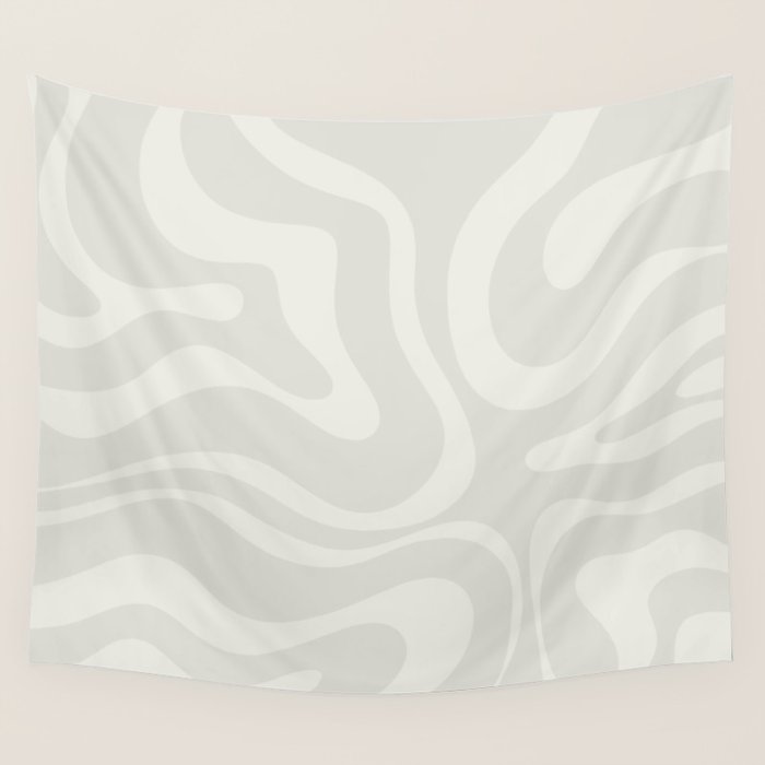 Modern Liquid Swirl Abstract in Bone Wall Tapestry Gallery Image 1