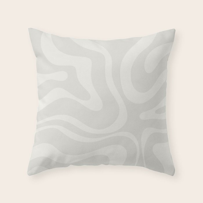 Modern Liquid Swirl Abstract in Bone Throw Pillow Gallery Image 6
