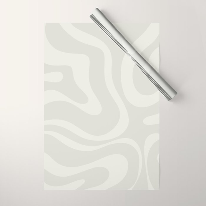 Modern Liquid Swirl Abstract in Bone Wrapping Paper Gallery Image 1