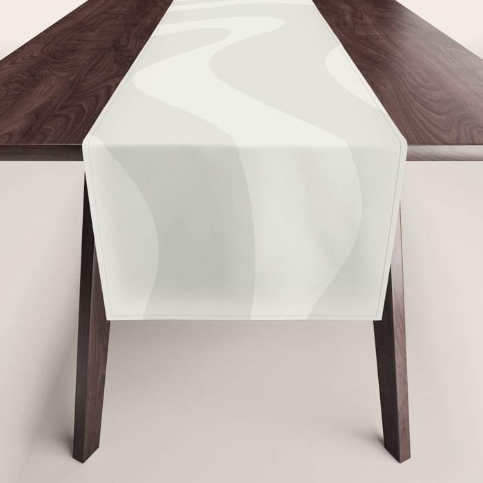 Modern Liquid Swirl Abstract in Bone Table Runner Gallery Image 1